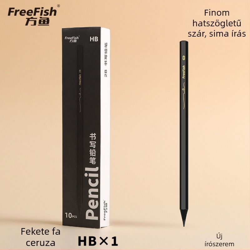 Fekete hatszögletű fa ceruza HB/2B írásra, házi feladat és skicceléshez