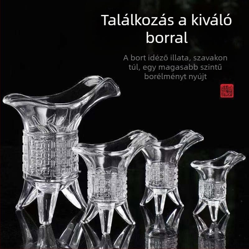 Antik háromlábú boros pohár retro luxus stílusban, üvegből készült, testreszabás és logónyomás, csomagolás papírdobozban