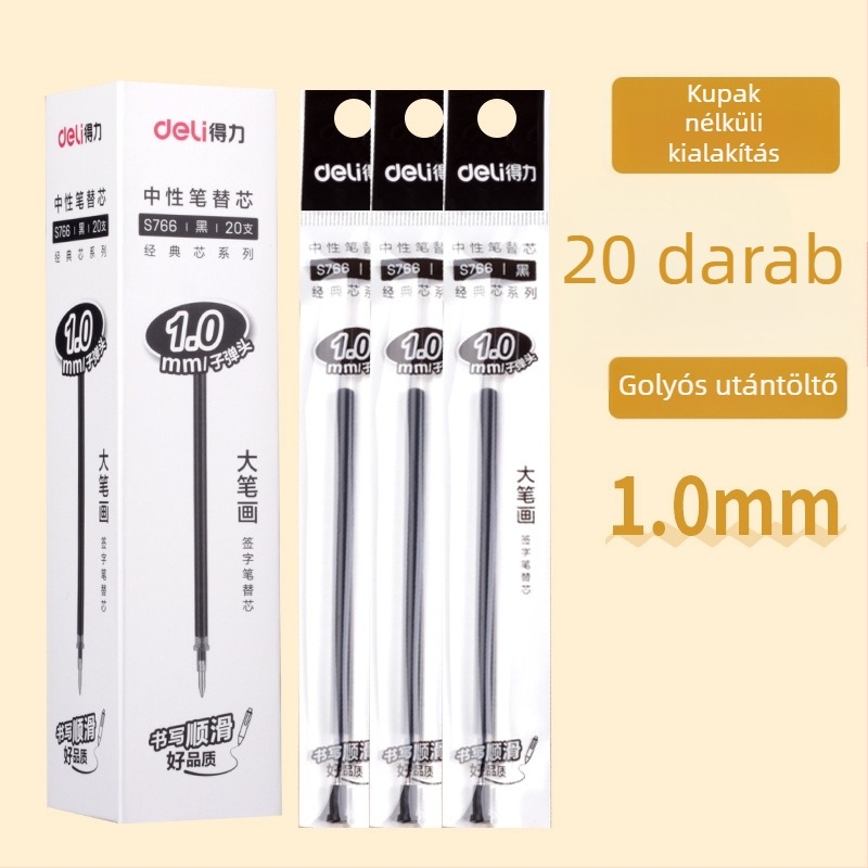 Deli S766 Fekete refill zselés tollhoz, 1.0 mm golyófej