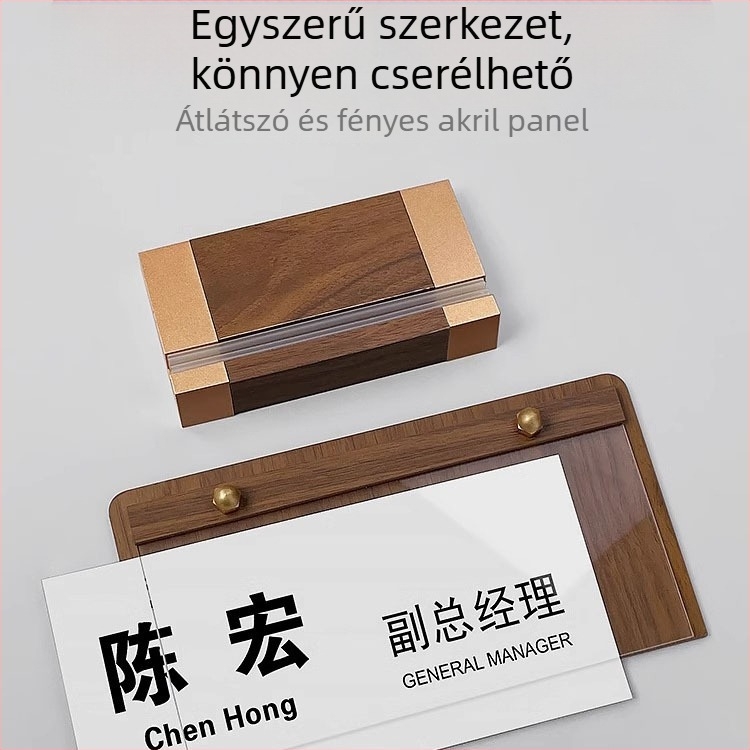 Akril asztali névjegykártya-kijelző állvány — Luton márka; Anyag: organikus üveg; Kategória: promóciós kijelző; Stílus: asztali