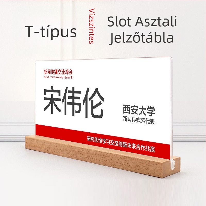 Akril asztali névjegykártya-kijelző állvány — Luton márka; Anyag: organikus üveg; Kategória: promóciós kijelző; Stílus: asztali