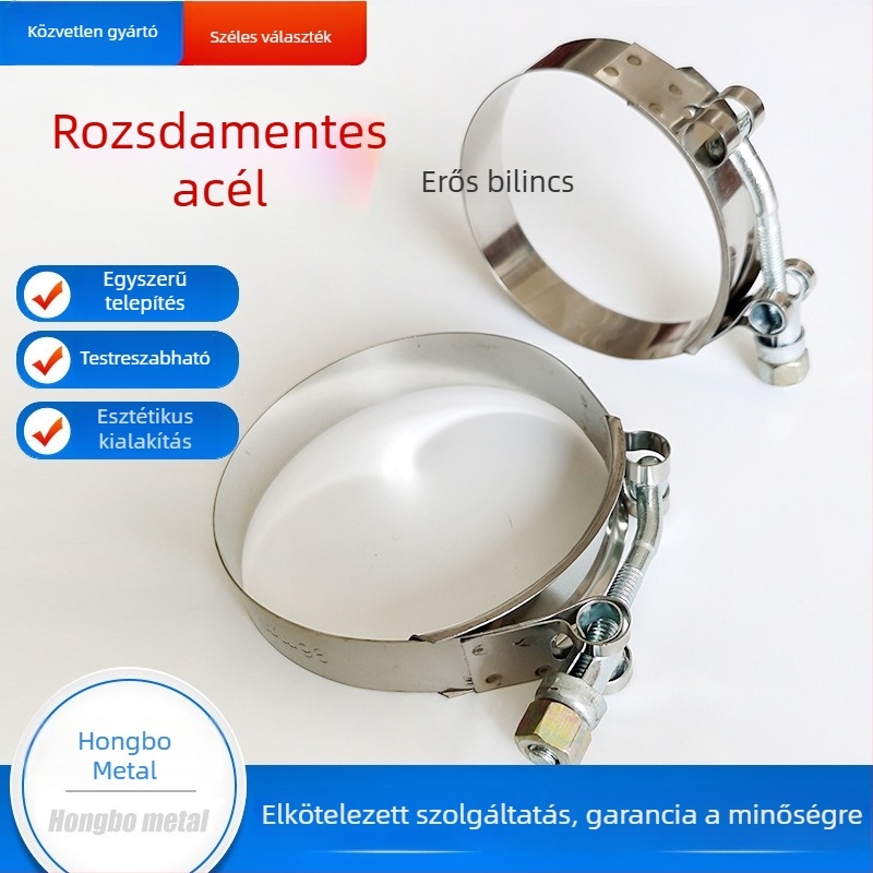 Kipufogócső csőbilincs, T-típusú, modell 57, névleges átmérő 55-57 mm, motoros járművek és traktorok számára, Hongbo