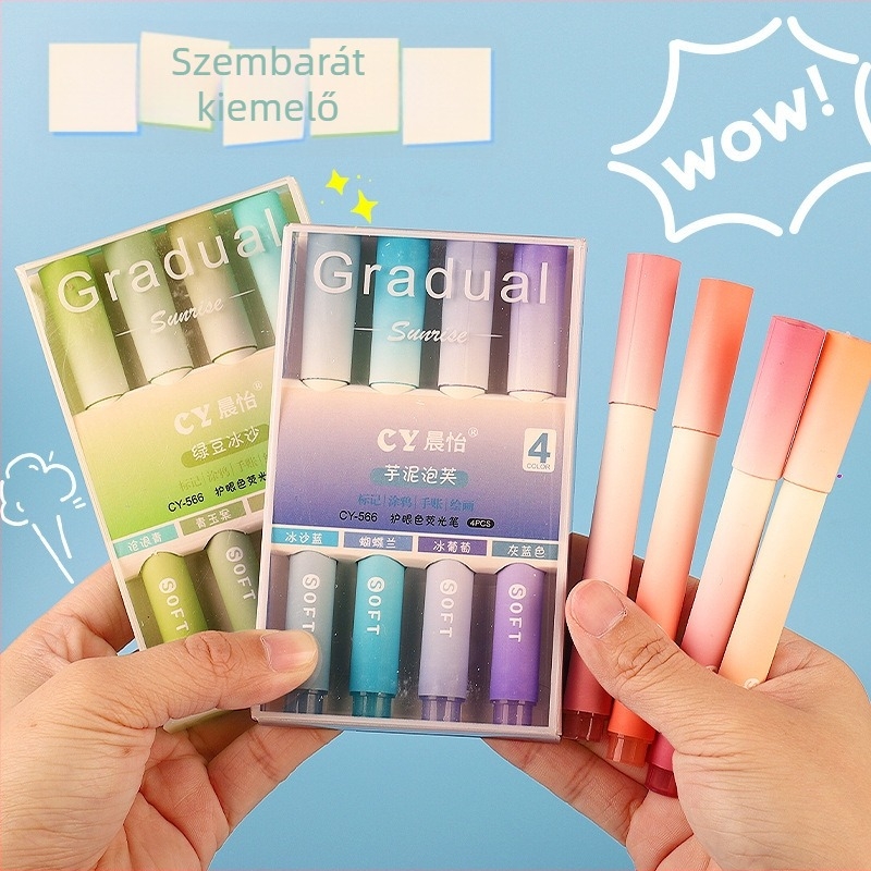 Szemvédő kiemelő toll, 4 darabos készlet, nagy kapacitású, dobozos csomagolás, egyoldalú