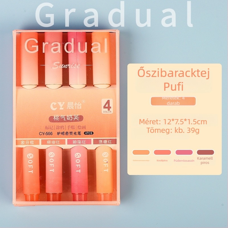 Szemvédő kiemelő toll, 4 darabos készlet, nagy kapacitású, dobozos csomagolás, egyoldalú
