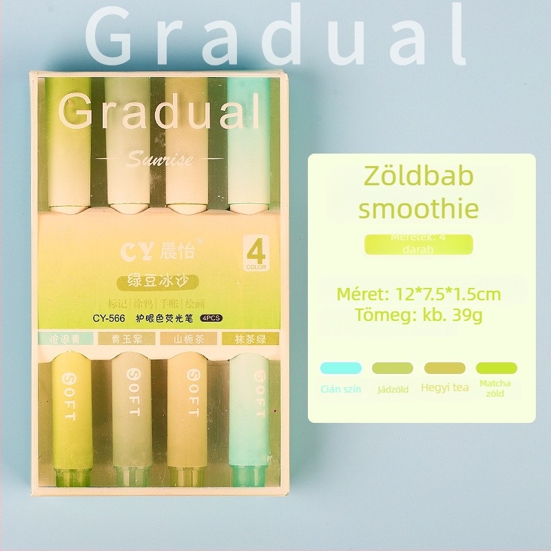 Szemvédő kiemelő toll, 4 darabos készlet, nagy kapacitású, dobozos csomagolás, egyoldalú