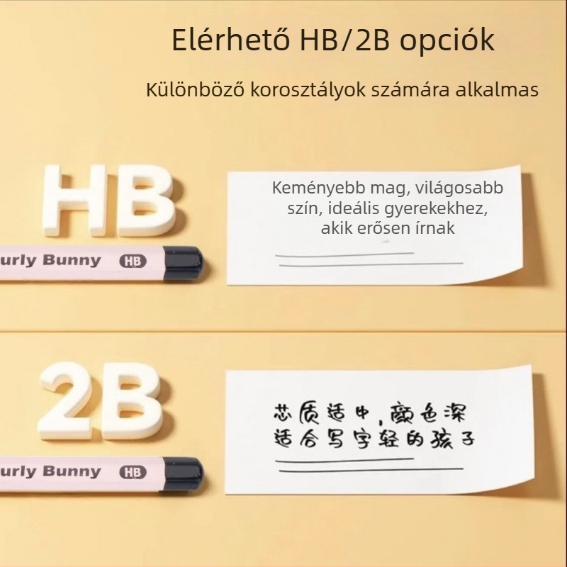 CURLY BUNNY hatszög HB fa-ceruza az I–II. osztályos tanulóknak – tartós, törésálló