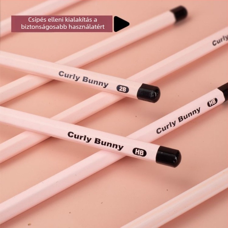 CURLY BUNNY hatszög HB fa-ceruza az I–II. osztályos tanulóknak – tartós, törésálló
