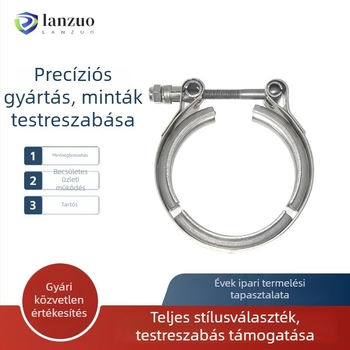 Rozsdamentes acélból készült kétszintes V-alakú hornyokkal ellátott bilincs, T-alakú hornyokkal, kipufogó- és csőbilincsek