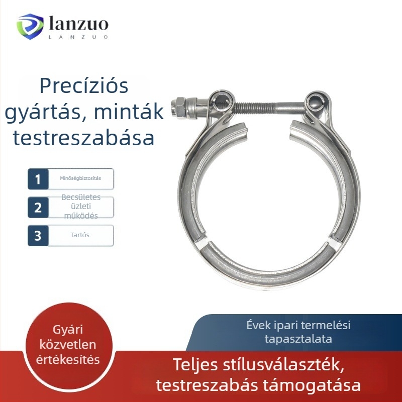 Rozsdamentes acélból készült kétszintes V-alakú hornyokkal ellátott bilincs, T-alakú hornyokkal, kipufogó- és csőbilincsek