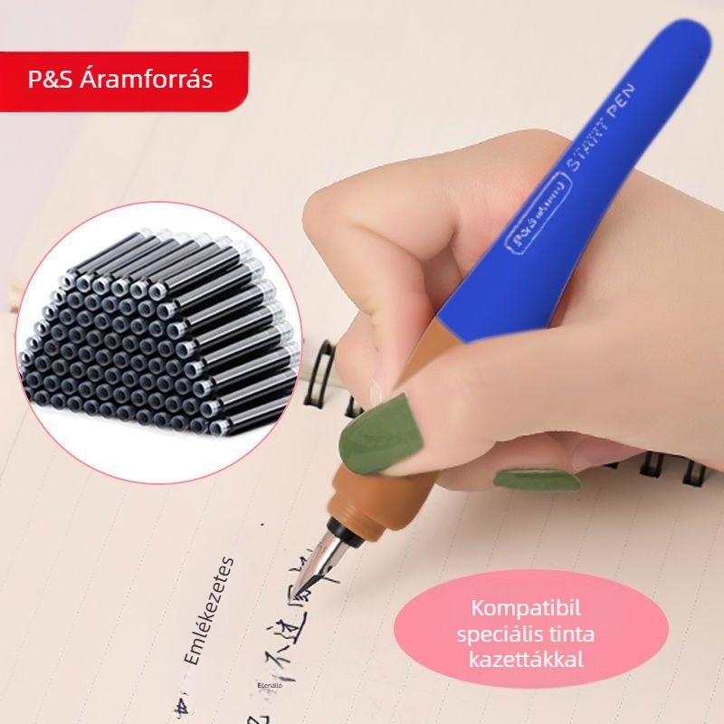 Fogás- és testtartás-korrekciós töltőtoll csere patronnal – rozsdamentes acél heg, műanyag test, tinta ellátó rendszer: más