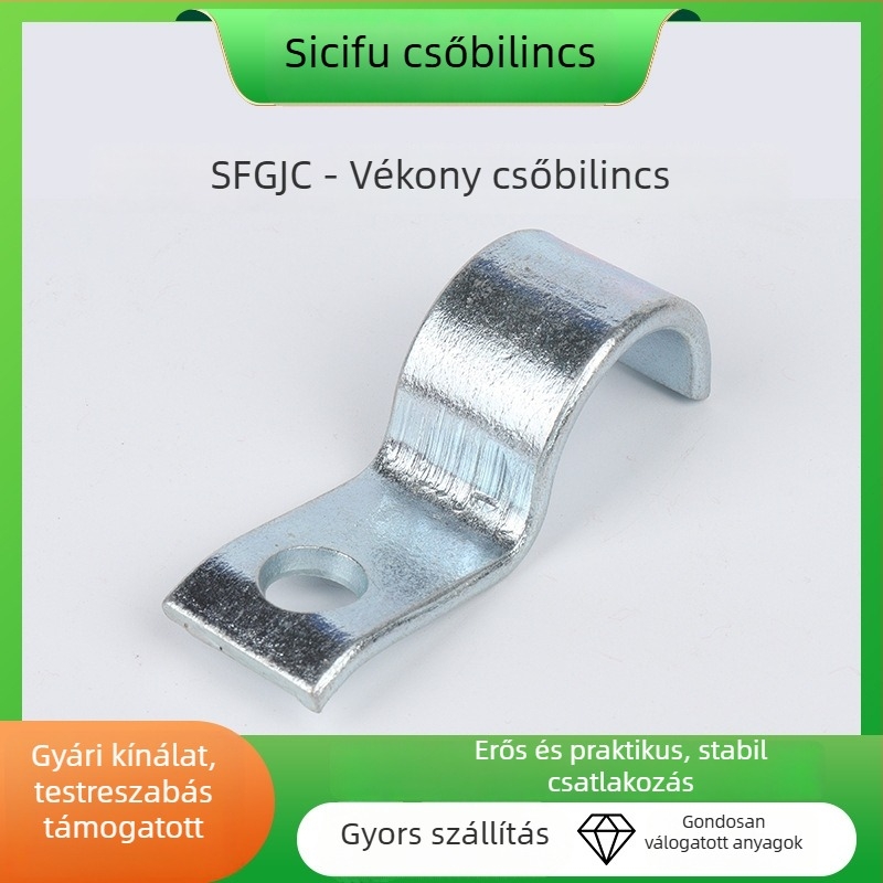 Rozsdamentes acél szorító típusú vékonycsőbilincs, U-alakú csőbilincs, egyoldalasan megerősített