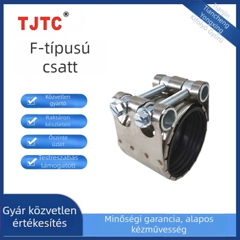 F-típusú megerősített rozsdamentes acél tömlőbilincs, modell F, DN50–DN250, termék kód TJTC03