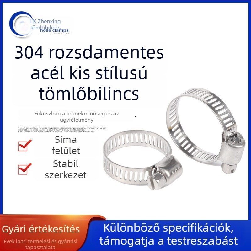 304 rozsdamentes acél tömlőbilincs, amerikai stílusú, kis bilincs vízvezetékekhez, konyhai szagelszívóhoz és gázcsövekhez, korrózióálló és tartós
