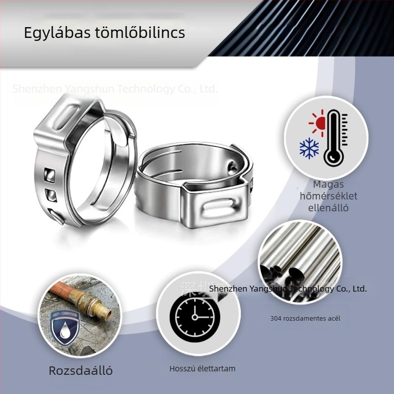Csőbilincs, 304 rozsdamentes acél, egyfülű, lépcsőmentes kialakítás, nominális átmérő 5,3–15,3 mm, víz- és olajvezetékekhez, Yang Shun