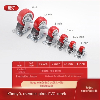 Könnyű, halk PVC görgő bútorokhoz, dupla csapágyas, vas+PVC kivitel
