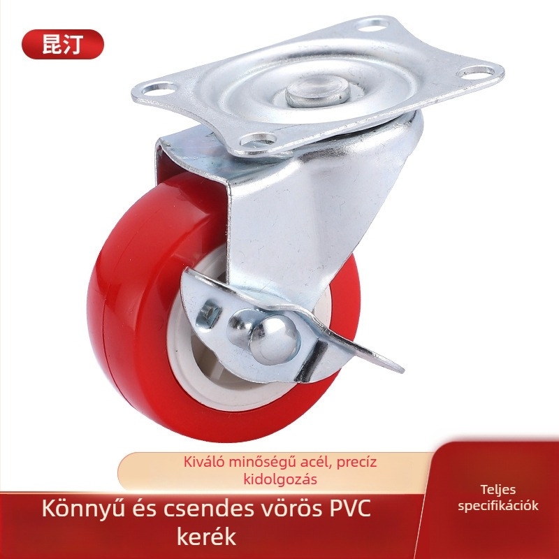 Könnyű, halk PVC görgő bútorokhoz, dupla csapágyas, vas+PVC kivitel