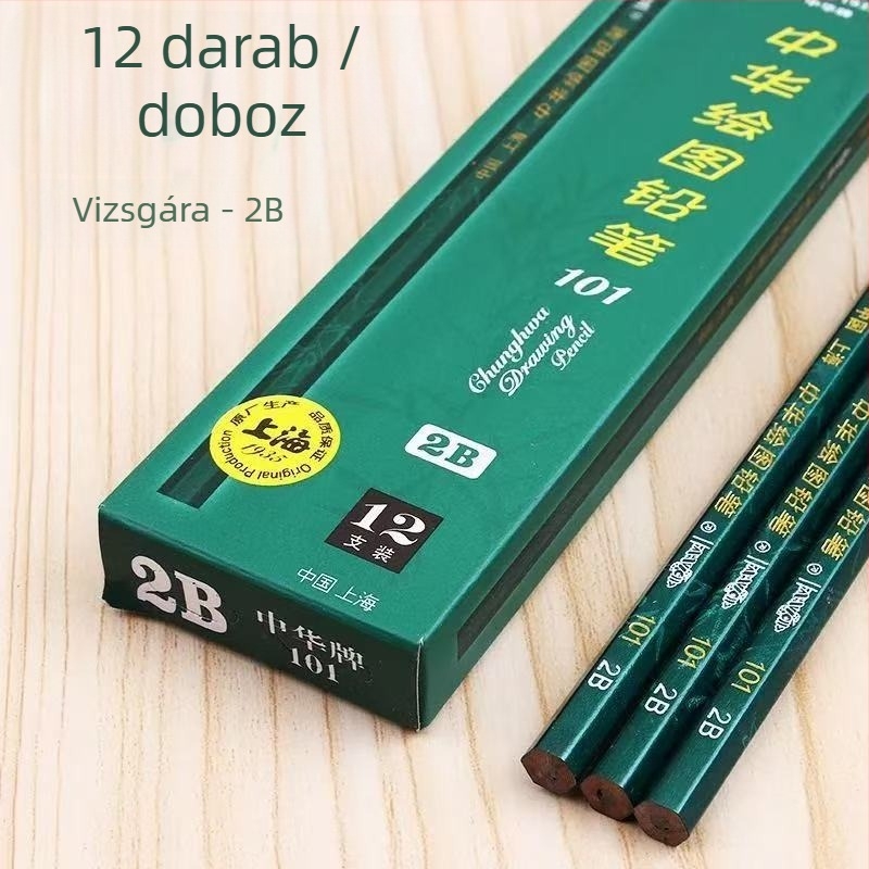 Fából készült ceruza, 2B grafitmaggal, 12 darabos csomag, íráshoz és vizsgákhoz