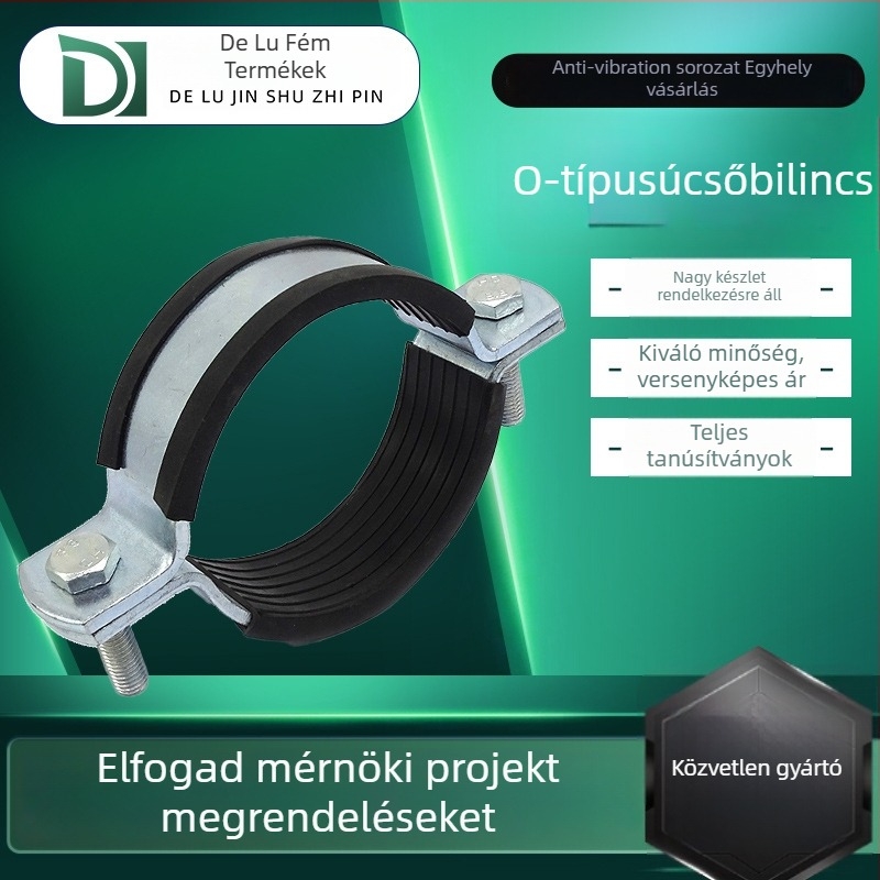 Dew O-típusú ütésbiztos tartó gumírozott csiptetővel a csőfolyosóhoz, O-alakú csőköteg, névleges Ø26 mm, rögzítő Ø25 mm, márka Dew