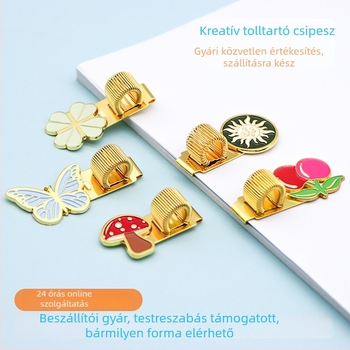 Tollklipsz cinkötvözet rugóval – többfunkciós fém betét noteszhez, 4×3, Star Heart