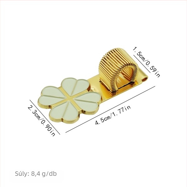 Tollklipsz cinkötvözet rugóval – többfunkciós fém betét noteszhez, 4×3, Star Heart