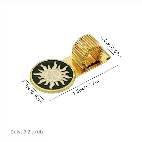 Tollklipsz cinkötvözet rugóval – többfunkciós fém betét noteszhez, 4×3, Star Heart