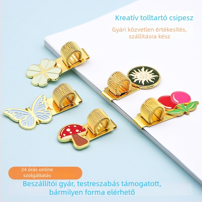 Tollklipsz cinkötvözet rugóval – többfunkciós fém betét noteszhez, 4×3, Star Heart