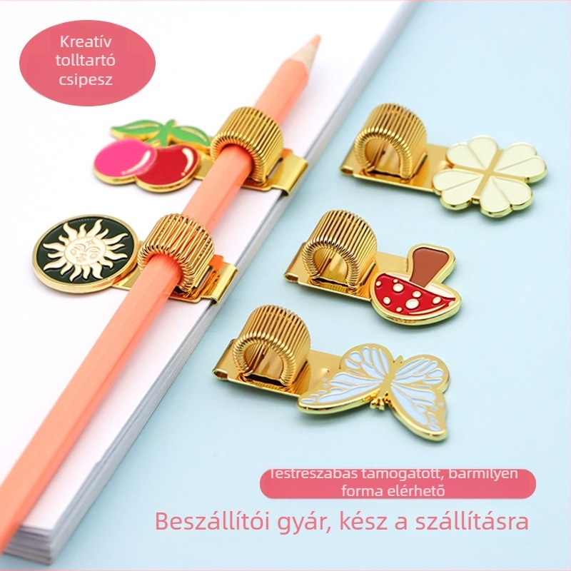 Tollklipsz cinkötvözet rugóval – többfunkciós fém betét noteszhez, 4×3, Star Heart