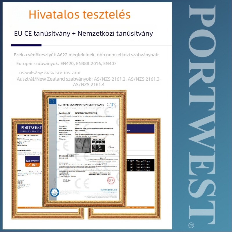 Portwest HPPE vágásbiztos kesztyűk PU bevonatú tenyérrel, szigetelve, EN 388 szint 5