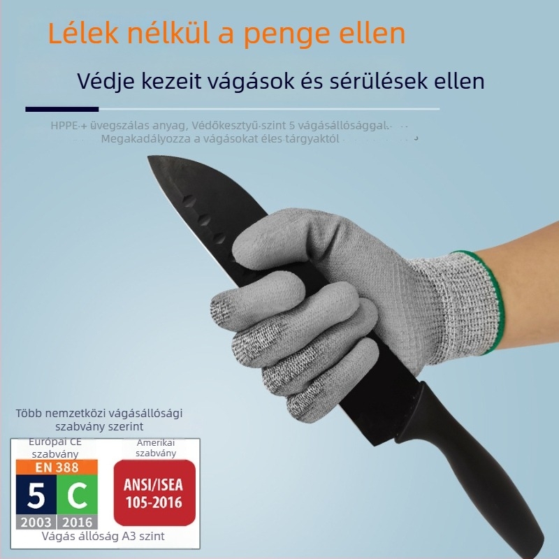 Portwest HPPE vágásbiztos kesztyűk PU bevonatú tenyérrel, szigetelve, EN 388 szint 5