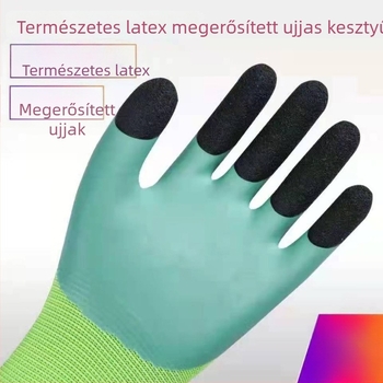 Latex munkavédelmi kesztyű bevonattal, légáteresztő, megerősített, vágásálló (Súly: 50; Hardver- és gépjavításra)