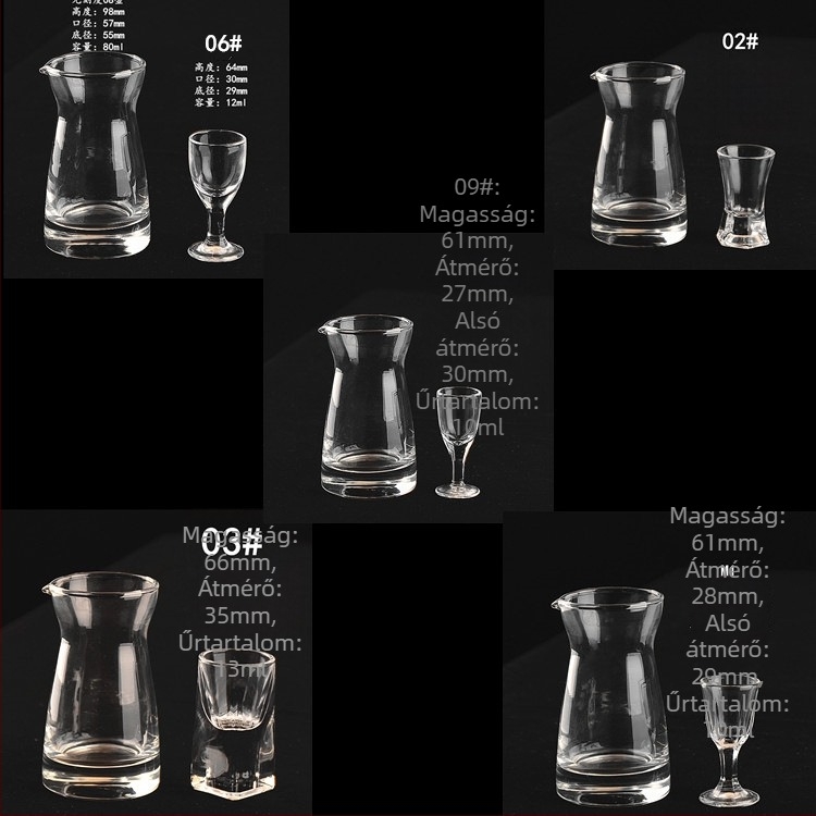 Nora Weil üveg italos pohár, 7 darabos ajándék készlet, kapacitás 1–100 ml, modern minimalist design virágmotívummal, nyomtatott logó, ajándékdoboz