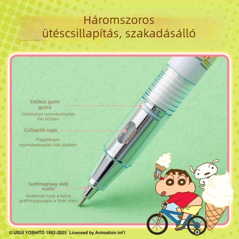 Mechanikus ceruza műanyag házzal és visszahúzható mechanizmussal a sima íráshoz