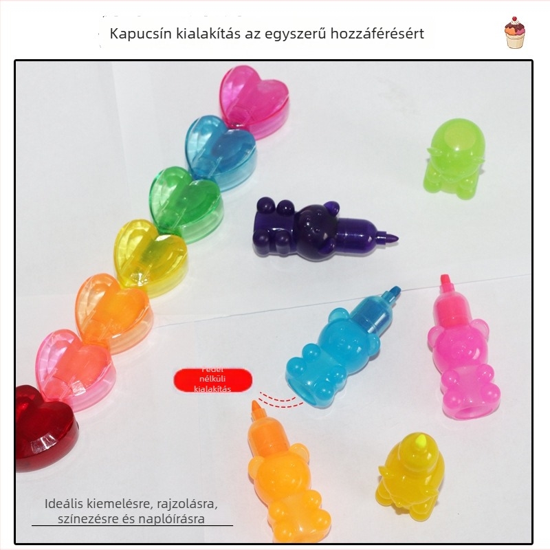 Kiemelő toll, műanyag test, modell JHS356, egyfejű, logó nélküli
