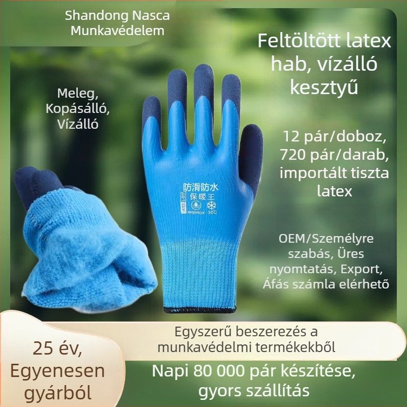 Téli vízálló kesztyű alacsony hőmérséklet védelemmel, csúszásmentes, vágásálló és szúrásálló funkciókkal, halászathoz és autómosáshoz