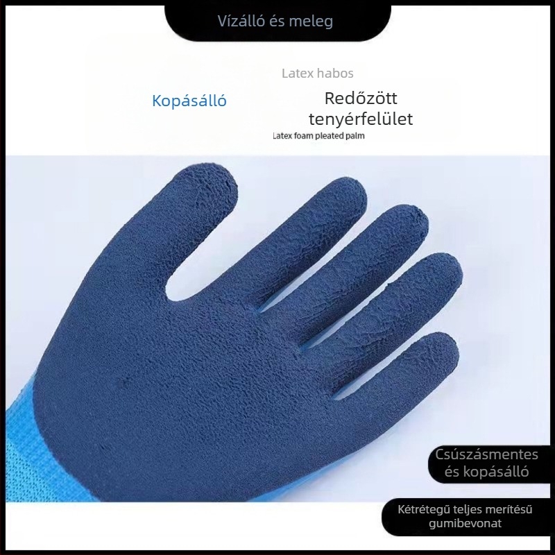 Téli vízálló kesztyű alacsony hőmérséklet védelemmel, csúszásmentes, vágásálló és szúrásálló funkciókkal, halászathoz és autómosáshoz