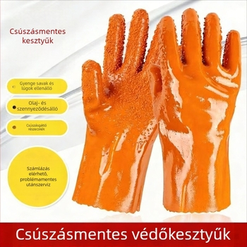 PVC teljes bevonatú munkakesztyűk - csúszásmentes, kopásálló, vízálló, olajálló, sav- és lúgálló