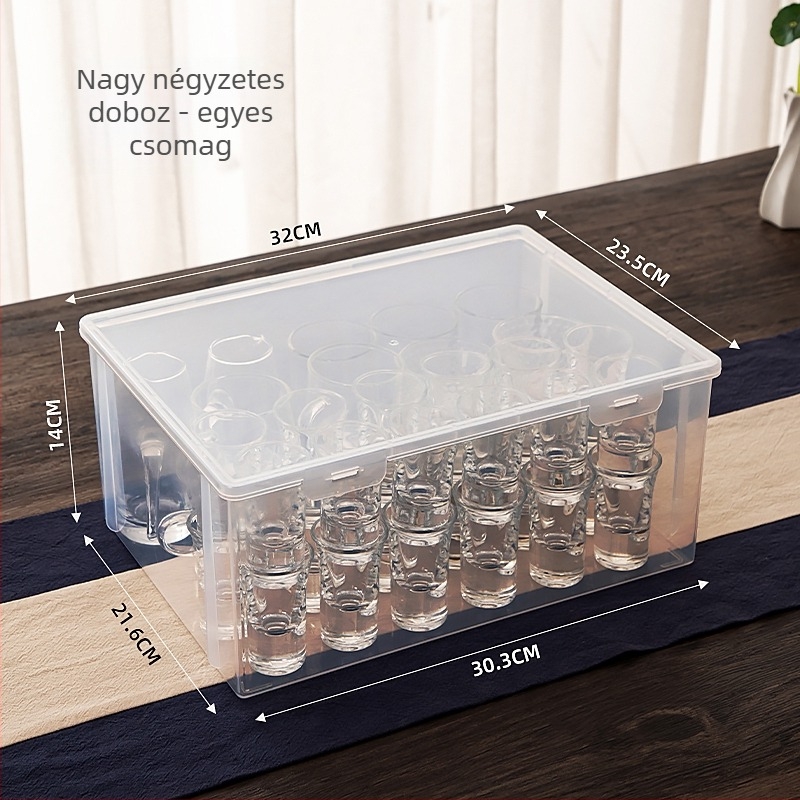 Vino pohár tároló doboz, porvédő átlátszó elválasztó, kapacitás 1000 ml vagy több, univerzális stílus