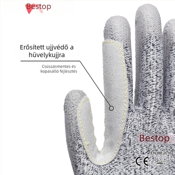 Vágásbiztos kesztyű HPPE anyaggal, Double Protection márka, üzemi használatra