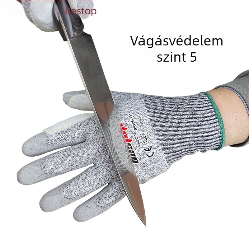 Vágásbiztos kesztyű HPPE anyaggal, Double Protection márka, üzemi használatra