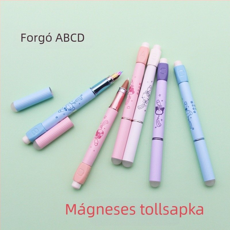 Roche mágneses forgó írható toll általános iskolásoknak, ultra vékony színes hegyek, cserélhető nagy és kis hegyek, fémburkolatú tokkal, tintatartó zacskó, 12 darabos készlet