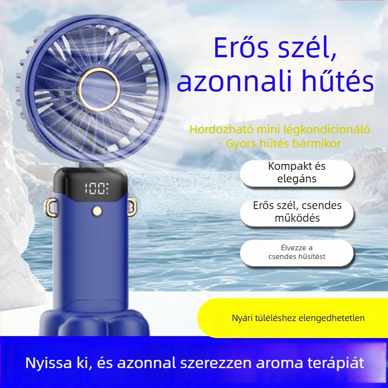 Kézi ventilátor, PP anyagú, csendes működés, diákoknak, utazáshoz, irodába, kollégiumba, üzleti utakhoz