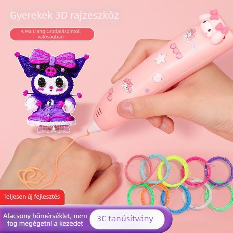 Gyerekeknek szánt alacsony hőmérsékletű 3D nyomtató toll ecsetes véggel