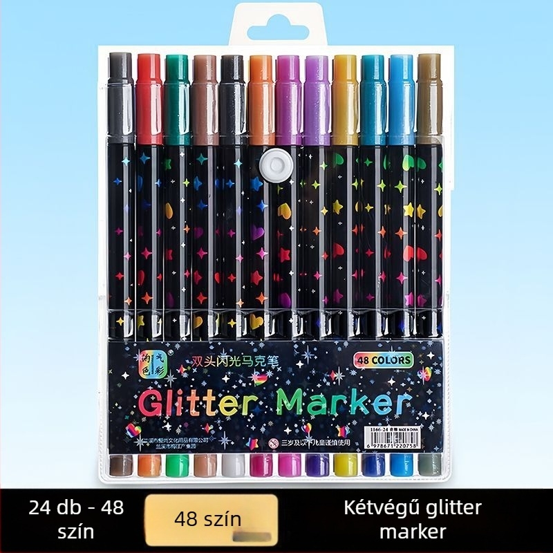 Kétoldalú csillogó marker rajzhoz és akvarellhez – ferde hegy, műanyag test, modell 1166
