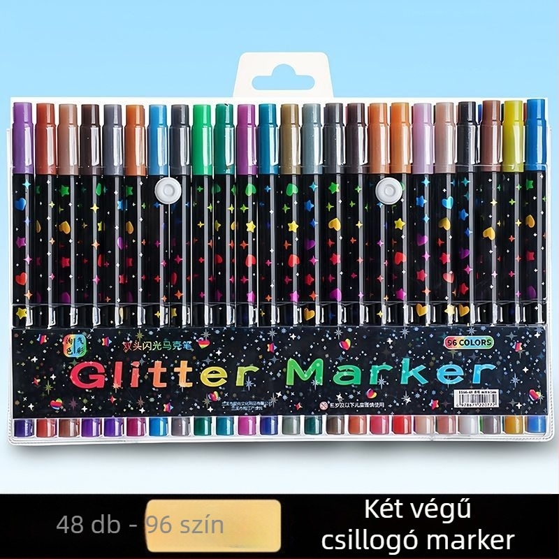 Kétoldalú csillogó marker rajzhoz és akvarellhez – ferde hegy, műanyag test, modell 1166
