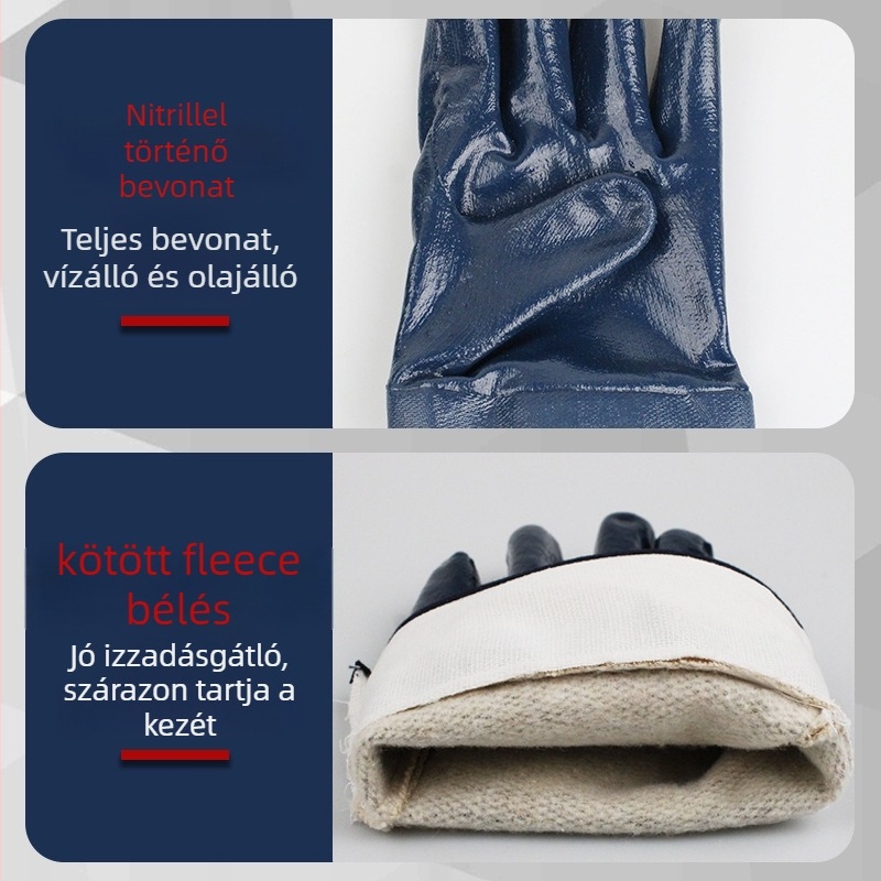 Nitril védőkesztyű hegesztéshez, olajálló, csúszásmentes, kopásálló, vágásálló, tömeg 130 g