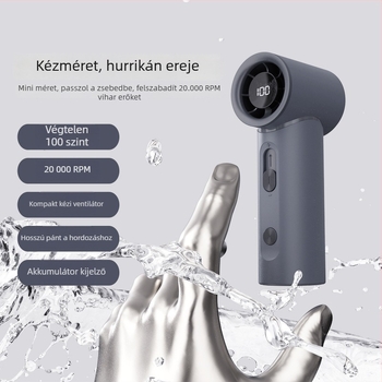 Mini USB kézi ventilátor digitális kijelzővel, zsebméretű kültéri ventilátor, 5 pengével, 100‑fokozatú sebességszabályozás, nagy sebesség