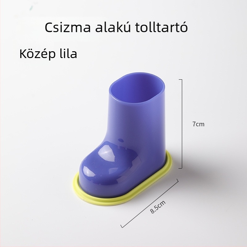 ABS anyagú kör alakú toll- és sminkecset tartó, modell Small Boot, asztali kozmetikai szervező, logóval