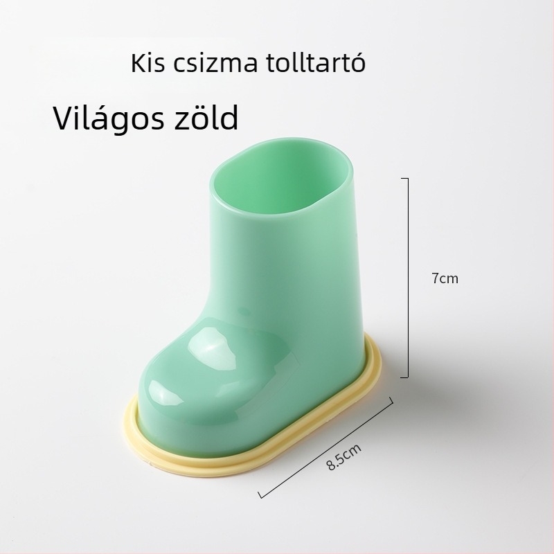 ABS anyagú kör alakú toll- és sminkecset tartó, modell Small Boot, asztali kozmetikai szervező, logóval