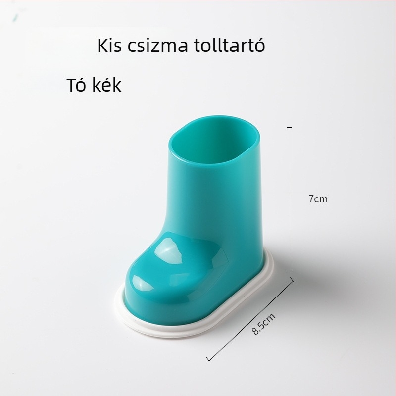 ABS anyagú kör alakú toll- és sminkecset tartó, modell Small Boot, asztali kozmetikai szervező, logóval