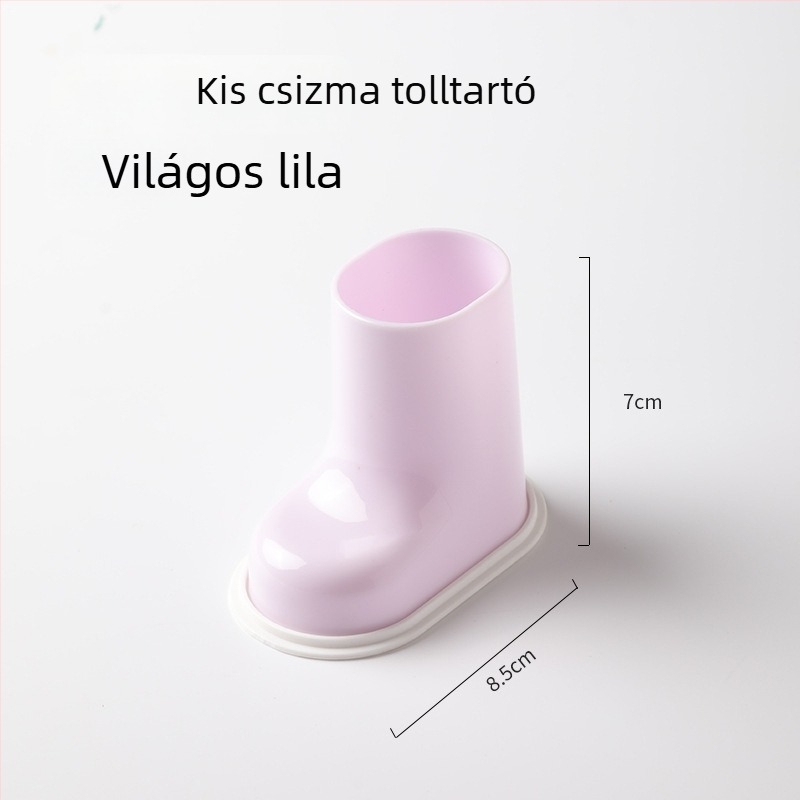 ABS anyagú kör alakú toll- és sminkecset tartó, modell Small Boot, asztali kozmetikai szervező, logóval